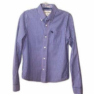 Kids Abercrombie blue and pink button up
